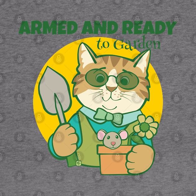 Armed and Ready to Garden Cat by Sue Cervenka